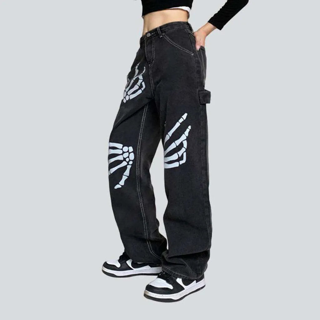 Painted carpenter women's baggy jeans