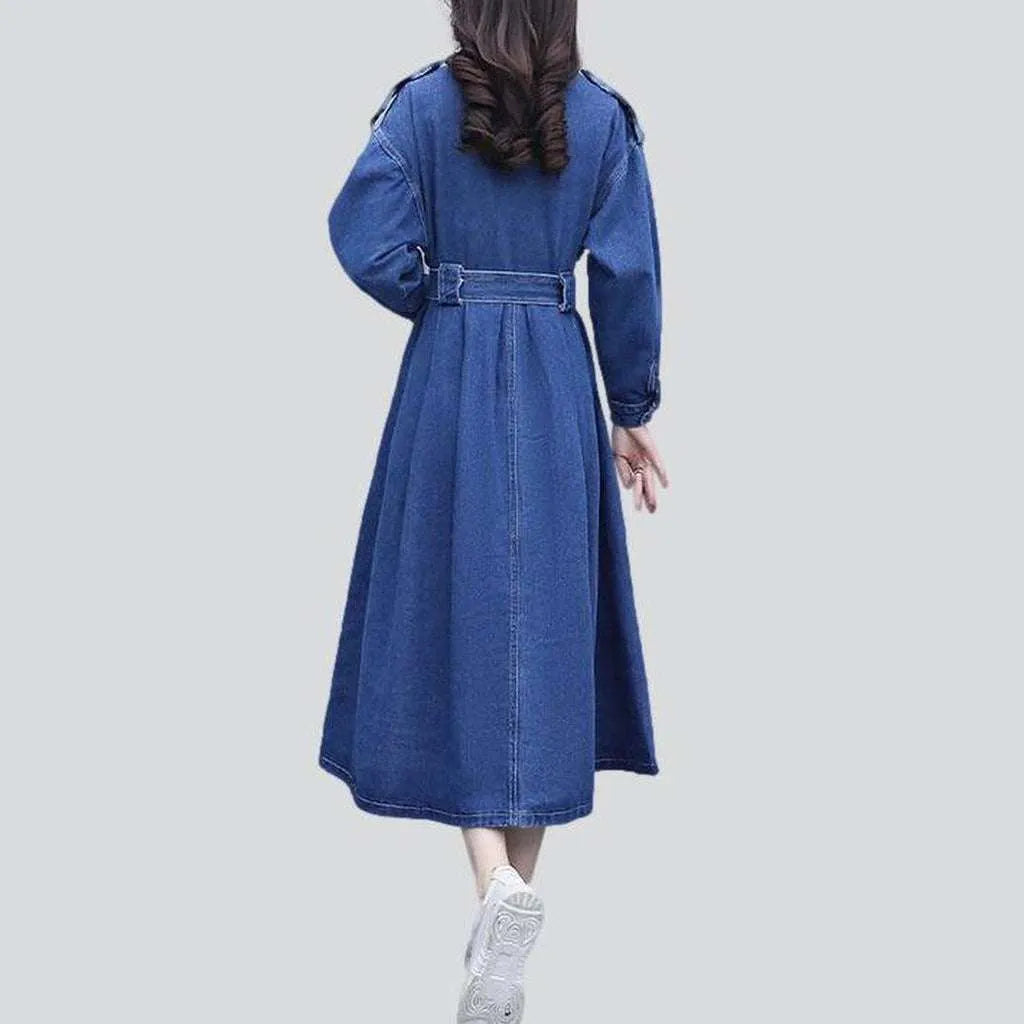 Women's denim coat with belt