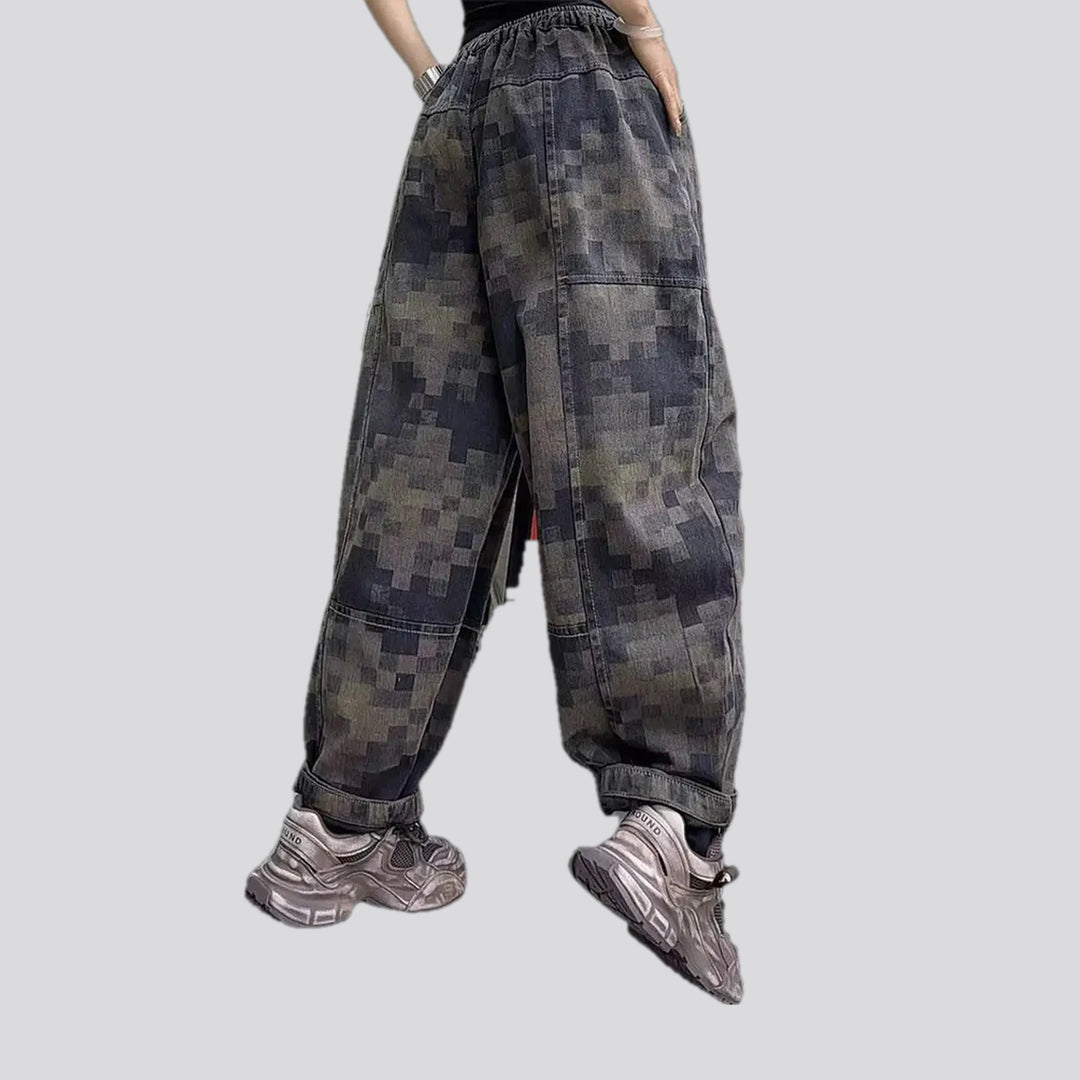 Trendy animal print jean joggers for ladies