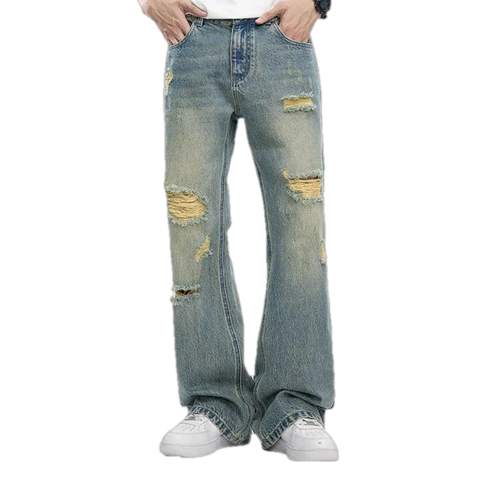 Stylish Loose Fit Bootcut Jeans for Men - Light Blue