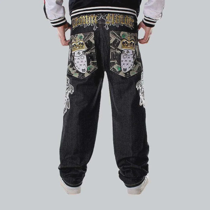Hip-hop crown embroidery jeans | Jeans4you.shop