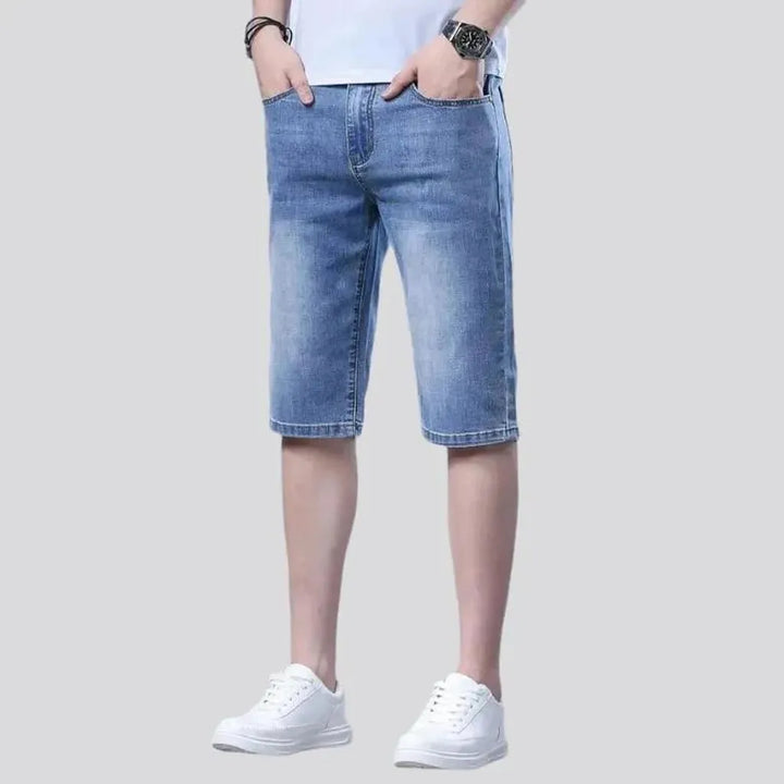 High-waist thin denim shorts
 for men