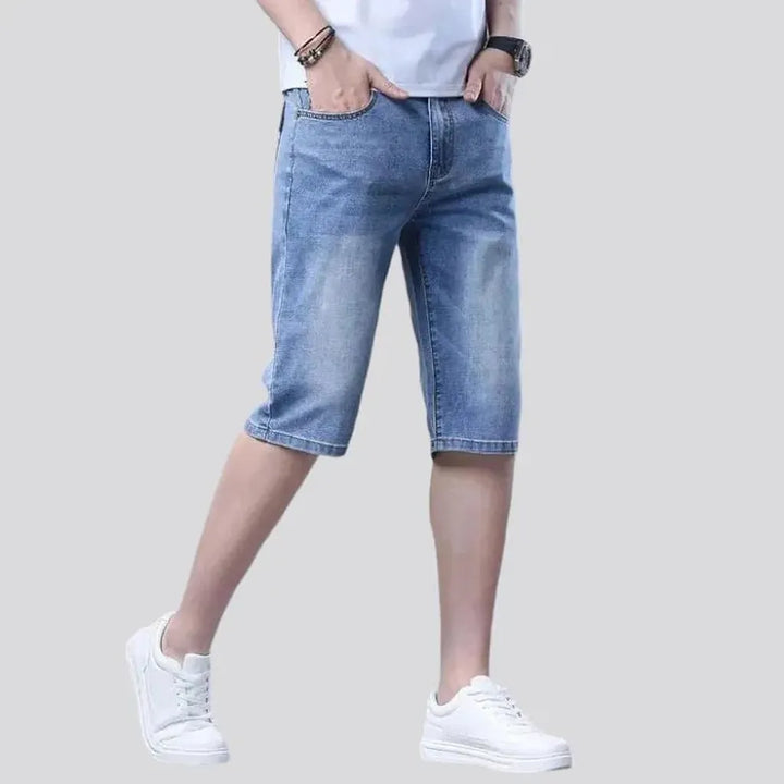 High-waist thin denim shorts
 for men
