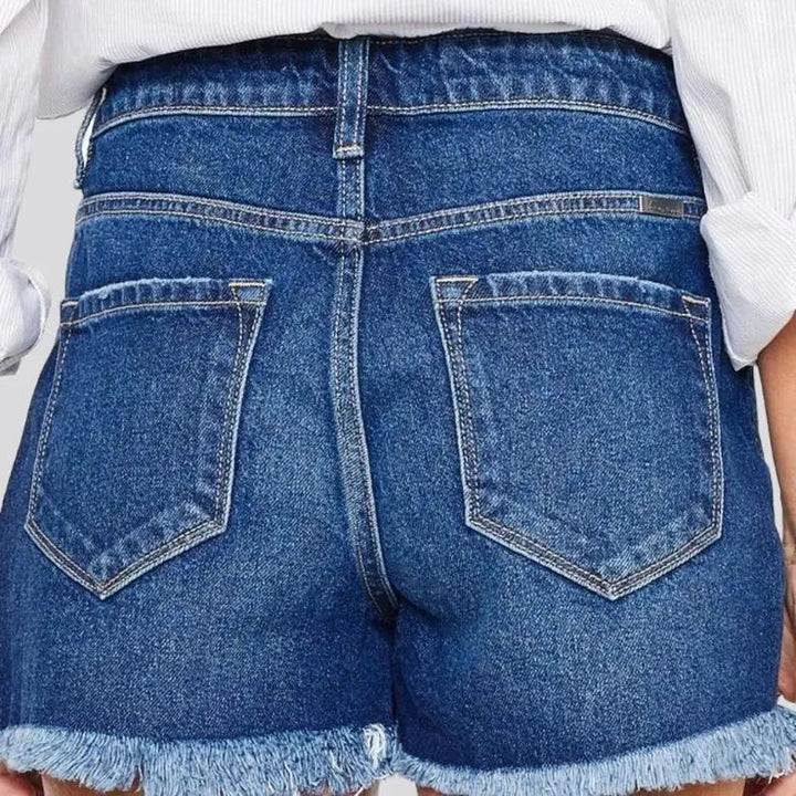 Sanded grunge denim shorts
 for women