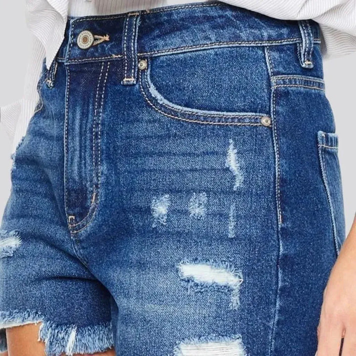 Sanded grunge denim shorts
 for women