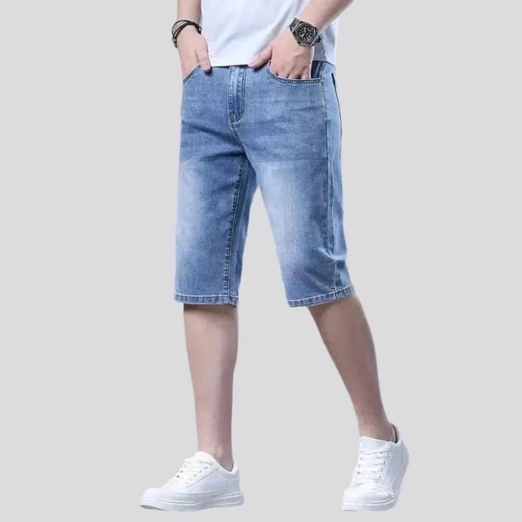 High-waist thin denim shorts
 for men