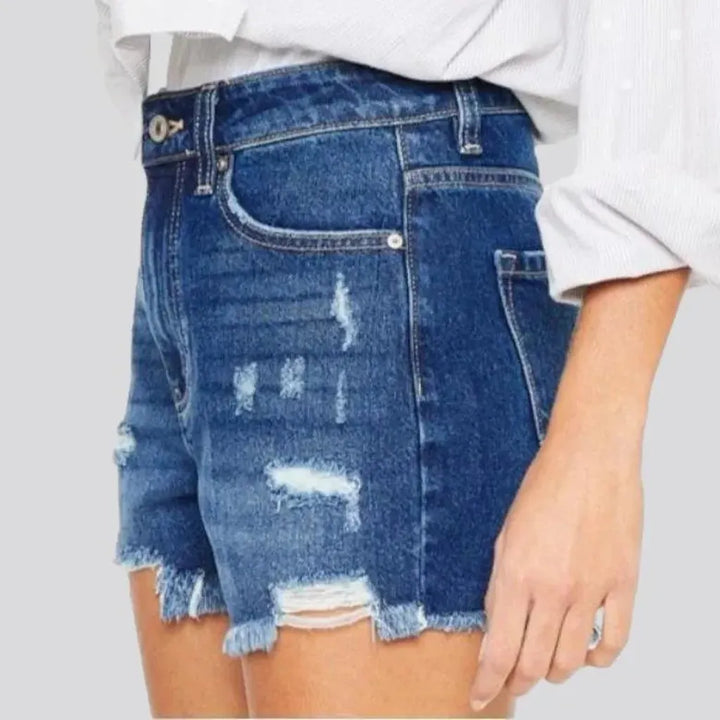 Sanded grunge denim shorts
 for women