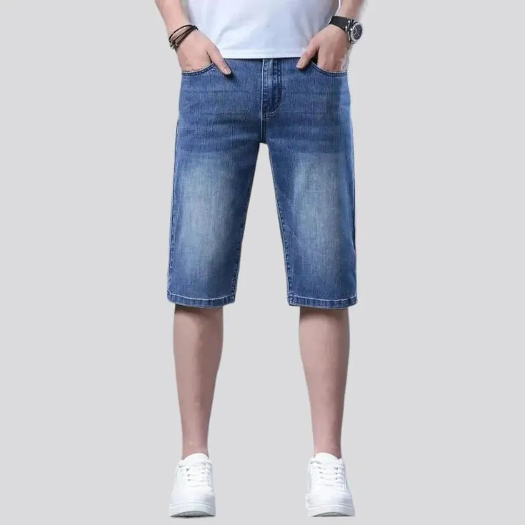 High-waist thin denim shorts
 for men